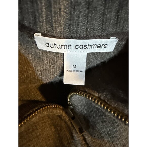 Autumn Cashmere Cardigan Sweater Men's M Gray Wool Zipper Pockets Old Money - Picture 8 of 8